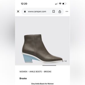 Camper Brooke Grey Ankle Boots for Women 6